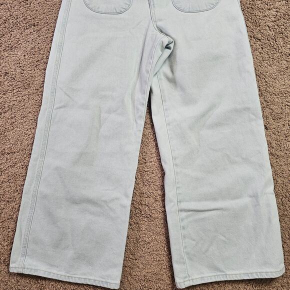 Zara Jeans Womens Size 4 Light Wash Blue High Rise Wide Leg Denim Button Fly - Picture 2 of 11